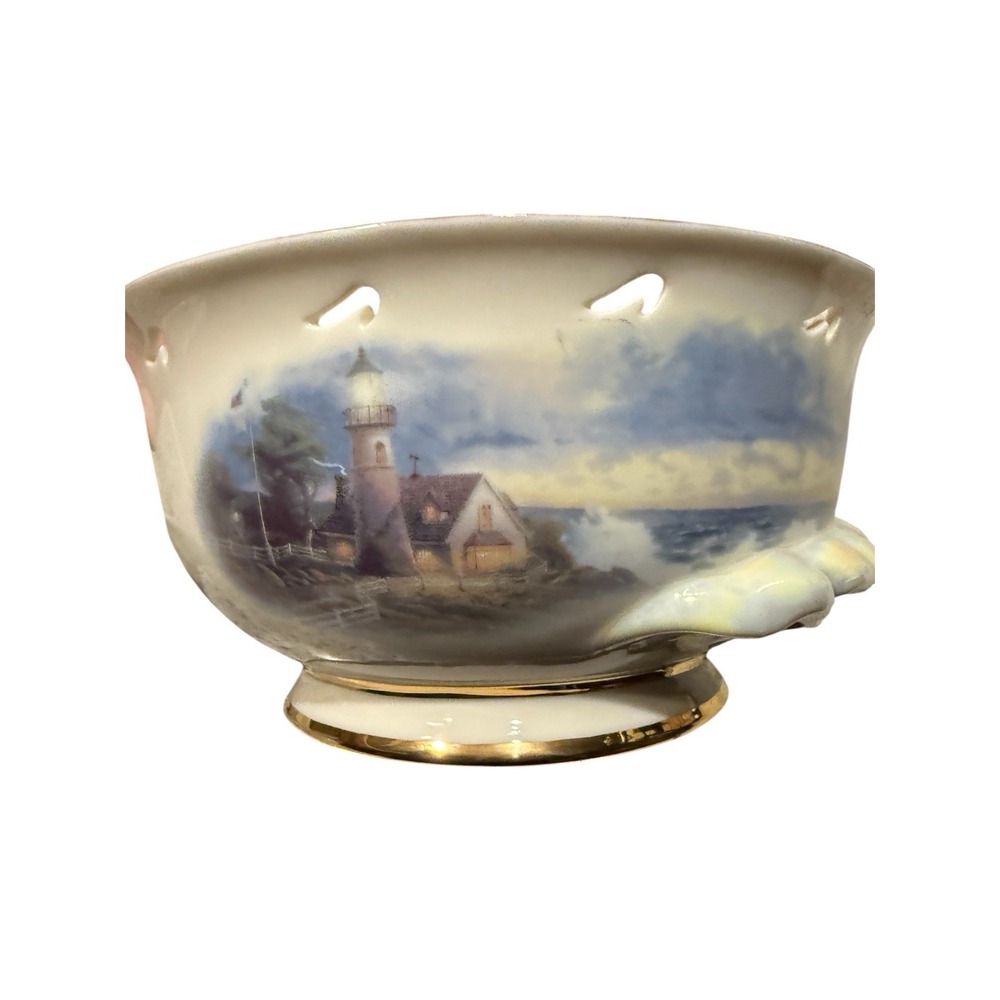 Lenox Thomas Kinkade "A Light in the Storm Bowl" Fine Ivory China 2003 4 1/2" T